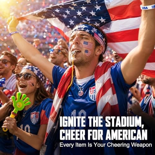 JSDKFJSA 2026 World Cup Fan Accessories Kit, 7 PCS World Soccer Sport Cup Gear Set, World Cup Merchandise for Soccer Party Decorations, Stadium Events, Watch Party, Home Cheering (United States)
