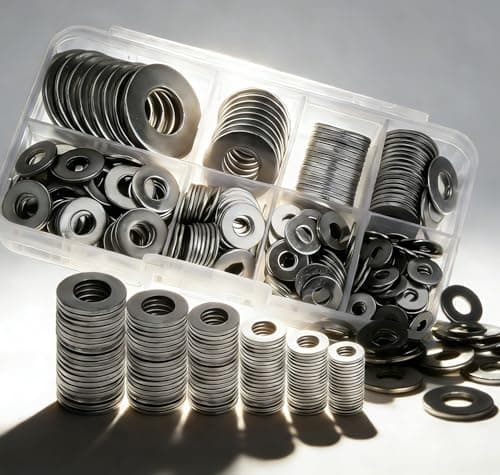304 Stainless Steel Flat Washers 80Pcs Assortment, Multi-Size M2 to M6 Kit for Small Projects, Home Repair, Electronics, Furniture & Bicycle Maintenance Hardware Essentials