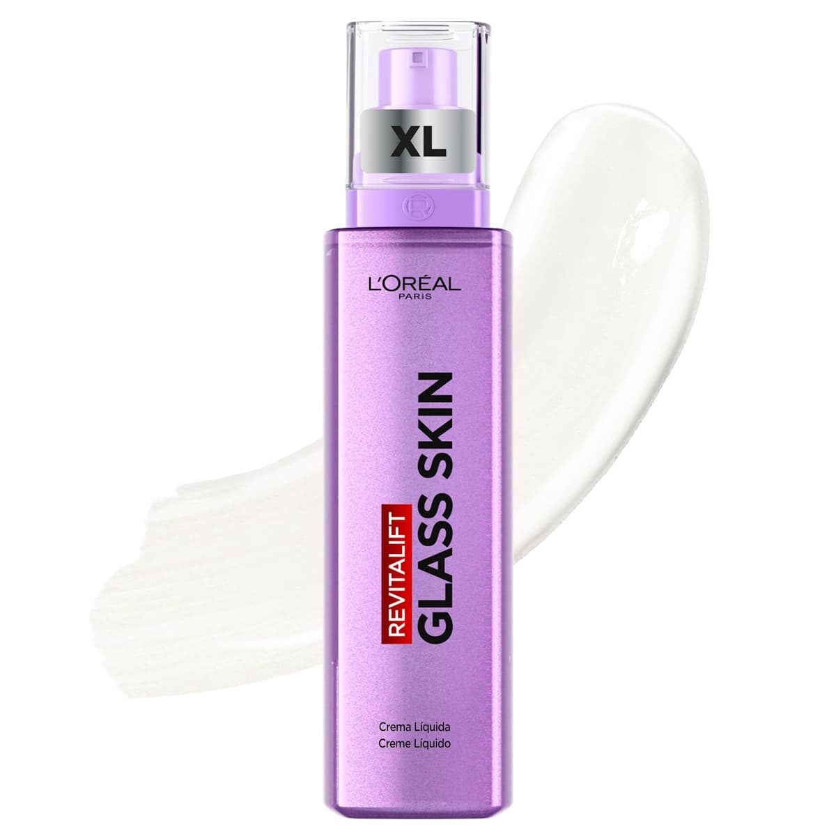 L'Oréal Paris Revitalift Filler Glass Skin Liquid Cream, Hyaluronic Acid and Vitamin Cg, Glass Skin Effect, Hydration up to 100H, Smoothes Lines and Fills, Korean Cosmetic Inspired, 70ml XL