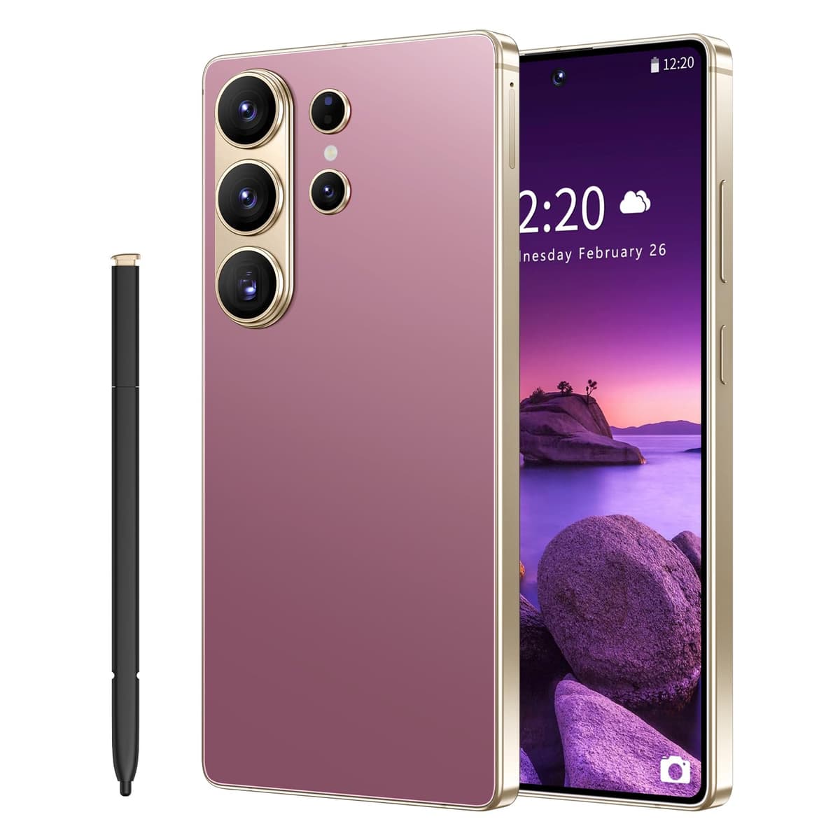I26 Ultra Unlocked Cell Phone,Built in Pen, Smartphone Battery 7000mAh,6.99" HD Screen Unlocked Phones, 68MP+108MP, 12+512GB 5G The Phone Android 15, Face ID/Fingerprint Lock/GPS (Rose Gold, 12+512)