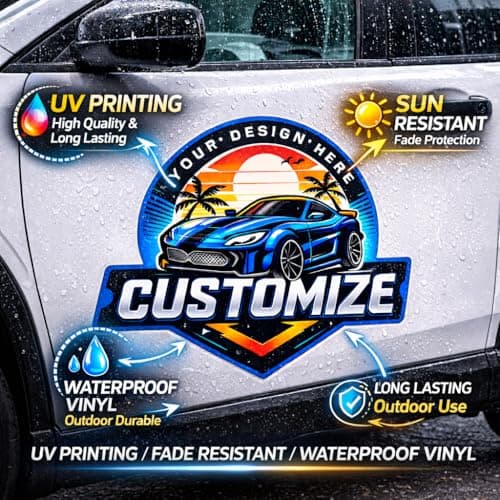 Personalized Car Decal Sticker Custom Your Vinyl Vehicle Door Decal for Car Truck SUV Pickup Van Window Waterproof Outdoor Durable