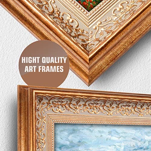Poppy Field near Vetheuil 1879 by Claude Monet Framed Size:34.5x28.5 inches,Image Size:30x24 inches World Classic Reproductions For HomeDecor,Vintage Pattern Gold Frame