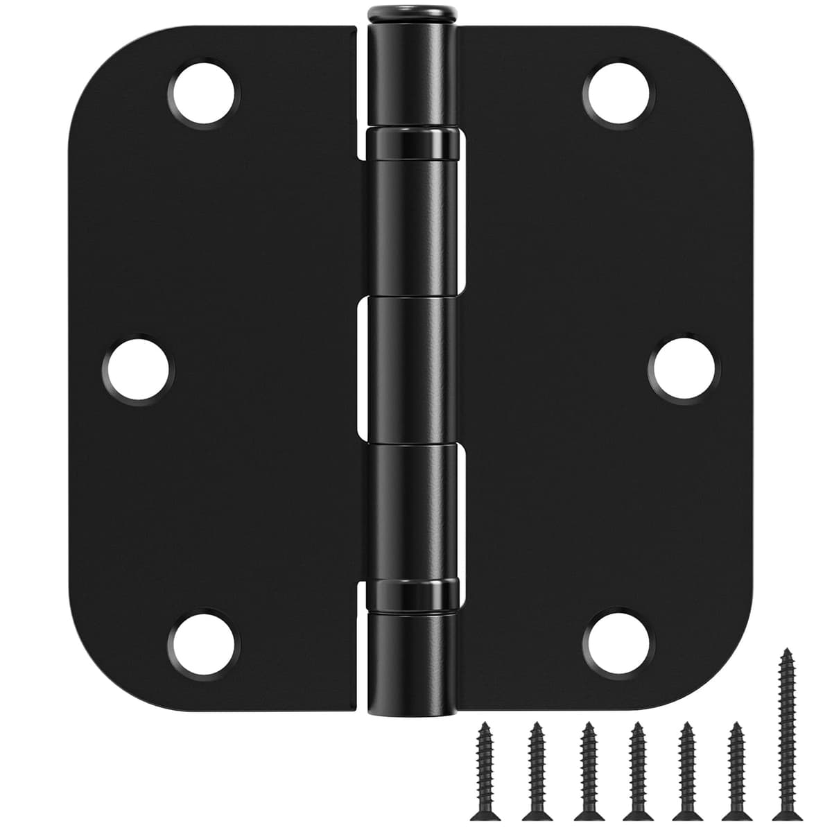 1 Pack Ball Bearing Door Hinges Matte Black 3.5 Inch 5/8" Radius Round Anti Squeak Interior 3-1/2"Flat Iron Bifold Standard Office Bedroom Indoor for Doors 3 ½" Hardware Home House Decor Accessories