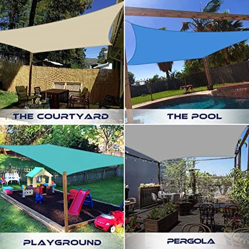 Windscreen4less 18' x 18' Sun Shade Sail Rectangle Outdoor Canopy Cover UV Block for Backyard Porch Pergola Deck Garden Patio (Beige)