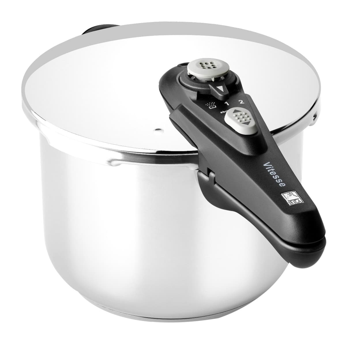 BRA Vitesse Olla Express de 9 Litros, Fabricada en Acero Inoxidable 18/10, Con 2 Programas de Cocción y Sistema de Bloqueo de Apertura, Aptas para Todo Tipo de Cocinas