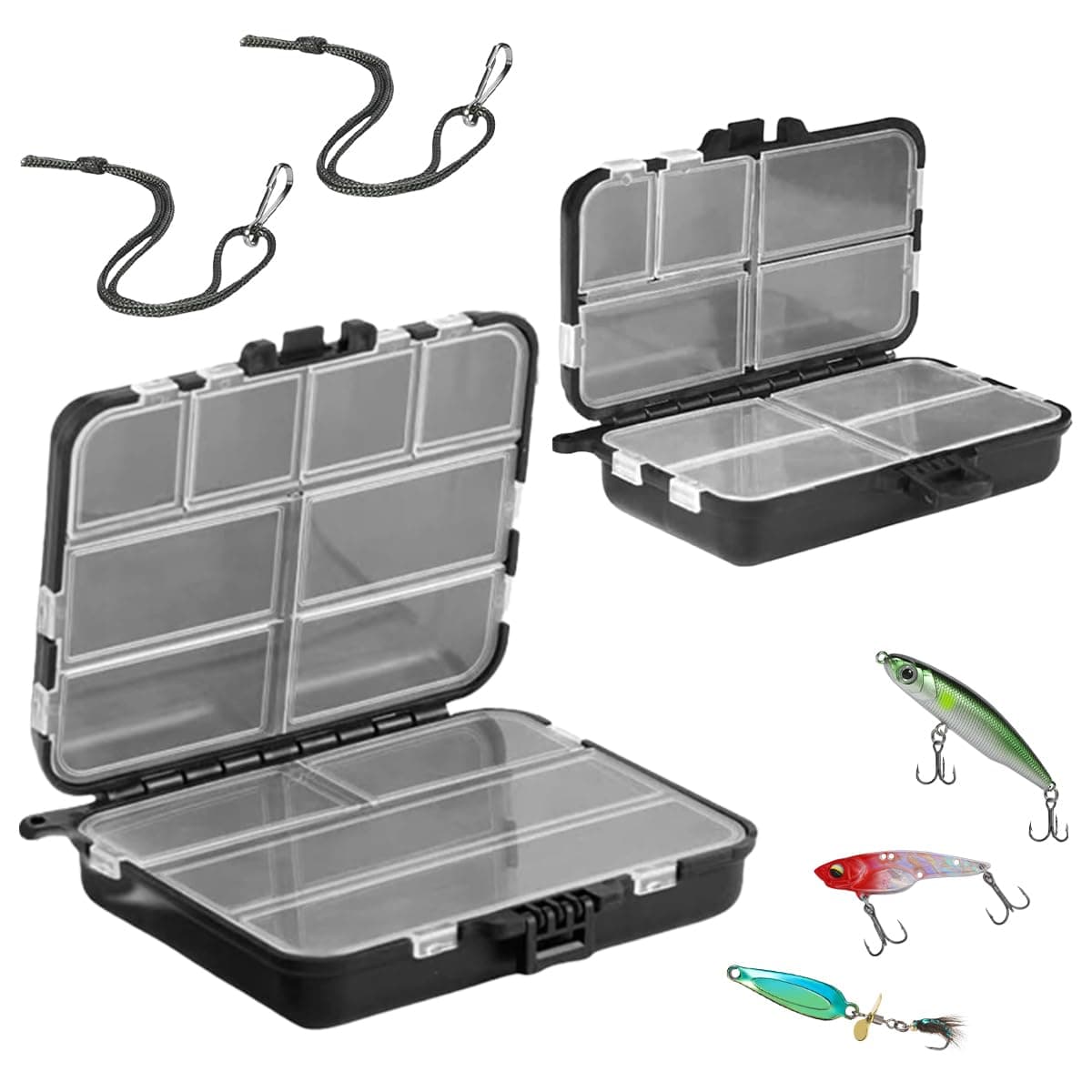 2 Piezas Caja Pesca, Doble Capa Caja de Aparejos, Impermeable Caja de Pesca Plástica para Cebos de Pesca, Almacenamiento de Aparejos y Pesca Al Aire Libre