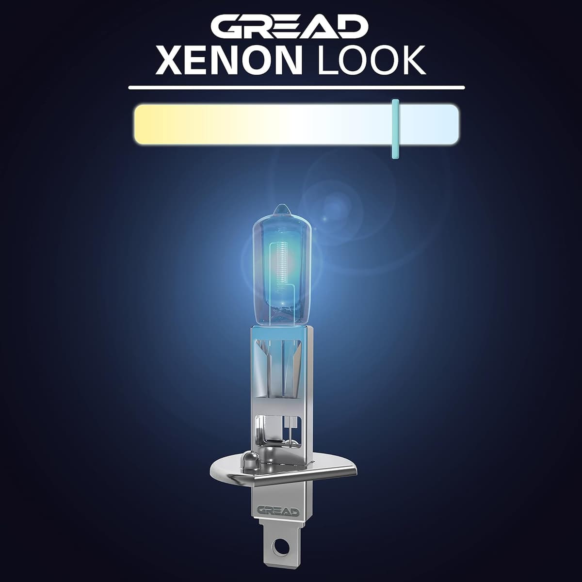 Gread - bombillas H1 55W 12V, faros Lámpara halógenas, luces automóviles - Extra blancas - 8500k Óptica xenón, larga vida Paq