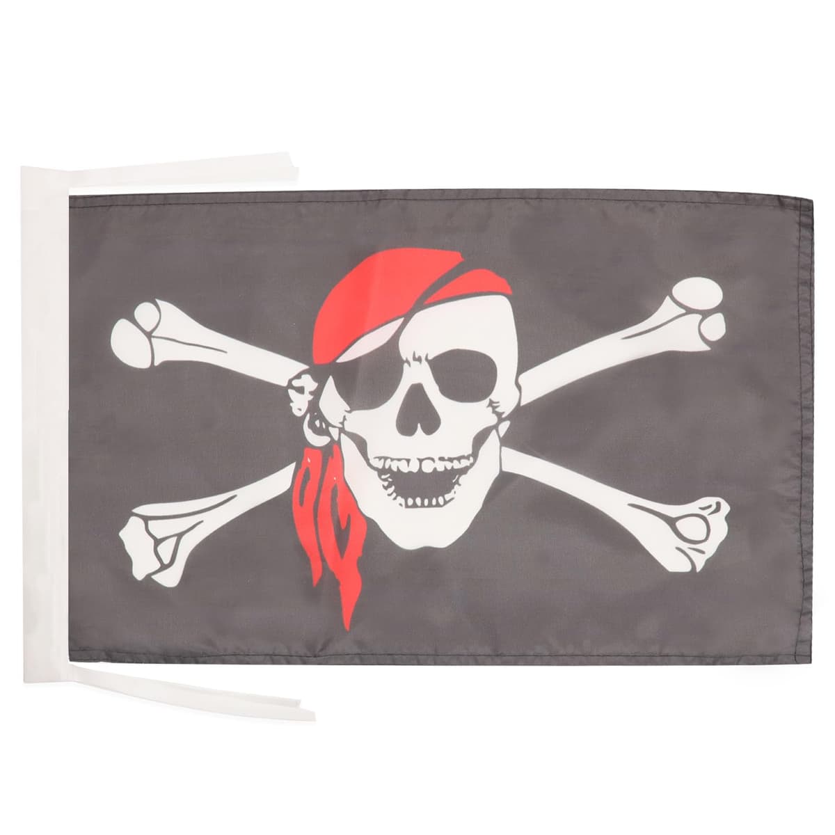 AZ FLAG - Pirate Red Bandana Flag - 18'' x 12'' - 100% Polyester Jolly Roger Small Banner with Two Cords - Fade Resistant - Vivid Colors - 18x12 in - 45x30 Cm