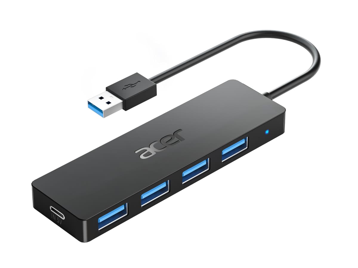 Acer USB Hub 3.0, Ultra Slim USB-A Adapter 4 Ports, Multiport Splitter with Powered Type-C, Extender for Keyboard, Mouse, HDD, Compatible with acer Laptop, PC, XPS, Surface, ThinkPad - 20cm