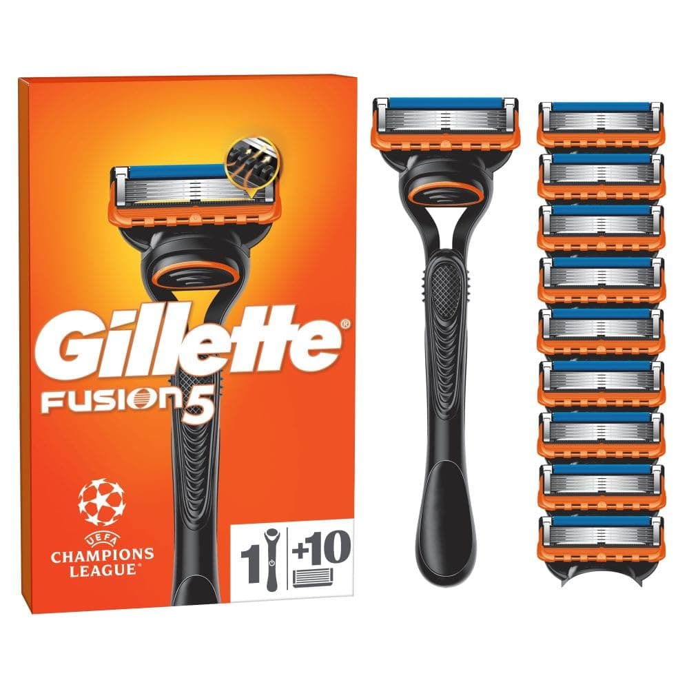 Gillette Fusion5 Razor for Men with Precision Trimmer, 1 Handle Plus 10 Blade Refills, 5-Blade System for Close, Long-Lasting Shave, Lubrastrip for Smooth Glide