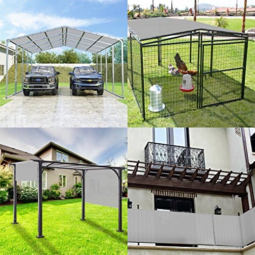 Windscreen4less 10' x 25' Waterproof Sun Shade Sail Straight Edge Outdoor Canopy Cover UV Block for Lawn Patio Backyard Garden Deck Pergola (Light Gray)