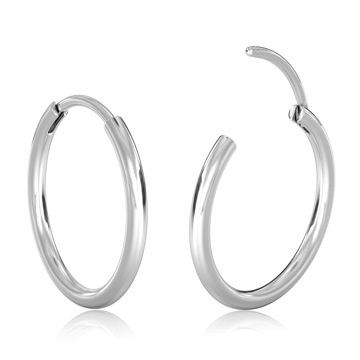 MILACOLATO Pequeños Pendientes de Aro de Plata/Oro para Mujer Hombre Hipoalergénico 316L Acero Quirúrgico Cartílago Tragus Helix Sleeper Pendientes de Aros con Bisagras 16G Piercing en la nariz