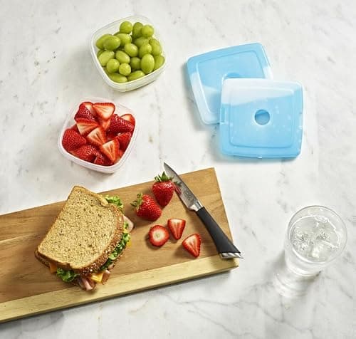 Cool Coolers by Fit + Fresh, Reusable & Long-Lasting Slim Ice Packs, Perfect Addition To Your Lunch Box, Camping Accessories, Insulated Lunch Bag, Beach Cooler Backpack & More, 4PK, Clear Blue