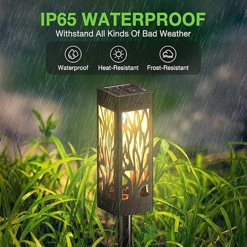 LETMY Solar Lights Outdoor, IP65 Waterproof Solar Pathway Lights Outdoor, Auto On/Off Solar Garden Lights Landscape Lighting for Driveway Patio Yard Lawn Walkway Garden Decor, 6 Pack