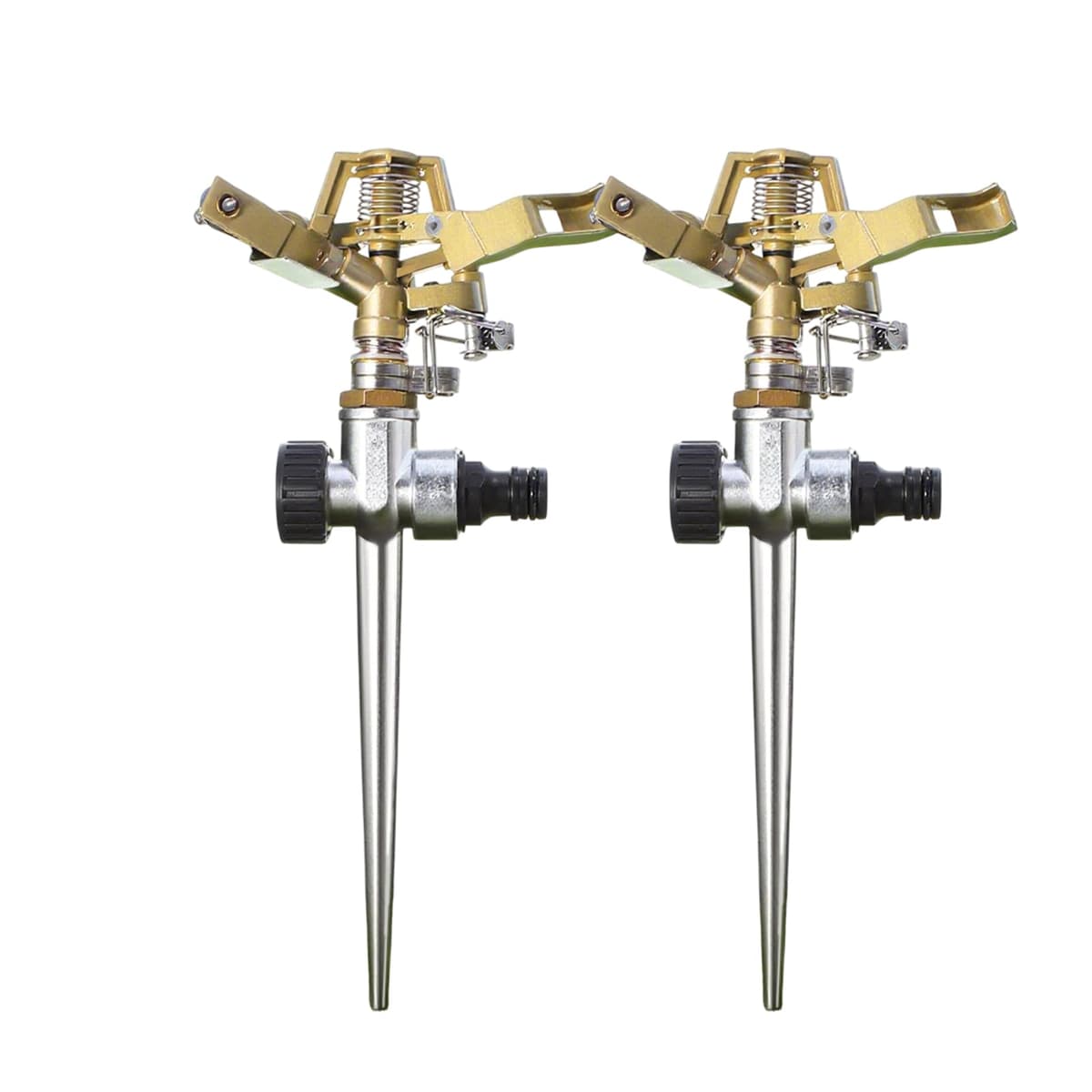 2 Pack Impact Lawn Sprinklers for Yard, Heavy Duty Water Sprinkler Head with Aluminum Alloy Spike Base, Adjustable Watering Sprinklers for Large Area Patio Lawn Garden Irrigation
