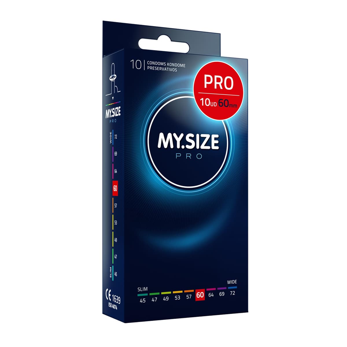 MY.SIZE PRO Condones ÉLITE, talla 5, 60 mm, XL, 10 piezas - Látex Vytex extra puro, fácil de abrir