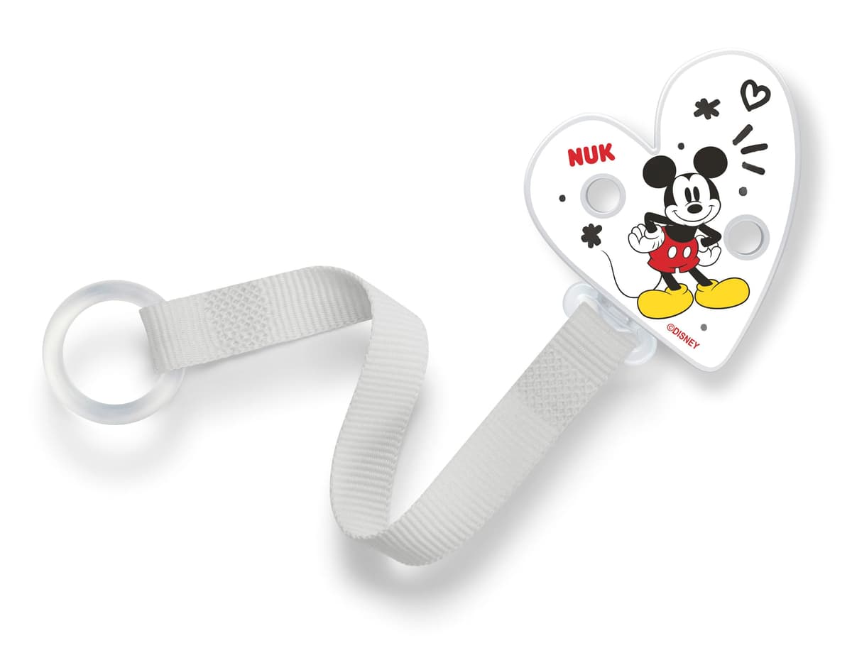 NUK Clip de Chupete y banda | Para todos los chupetes | Resistente y a prueba de roturas | Disney Mickey Mouse