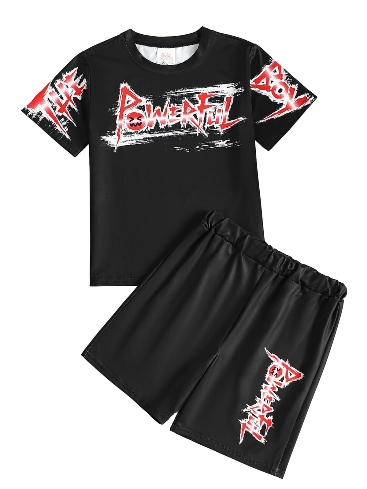 Conjunto deportivo transpirable de verano para niños, camiseta de manga corta con cuello redondo y pantalones cortos casuales para jugar a diario