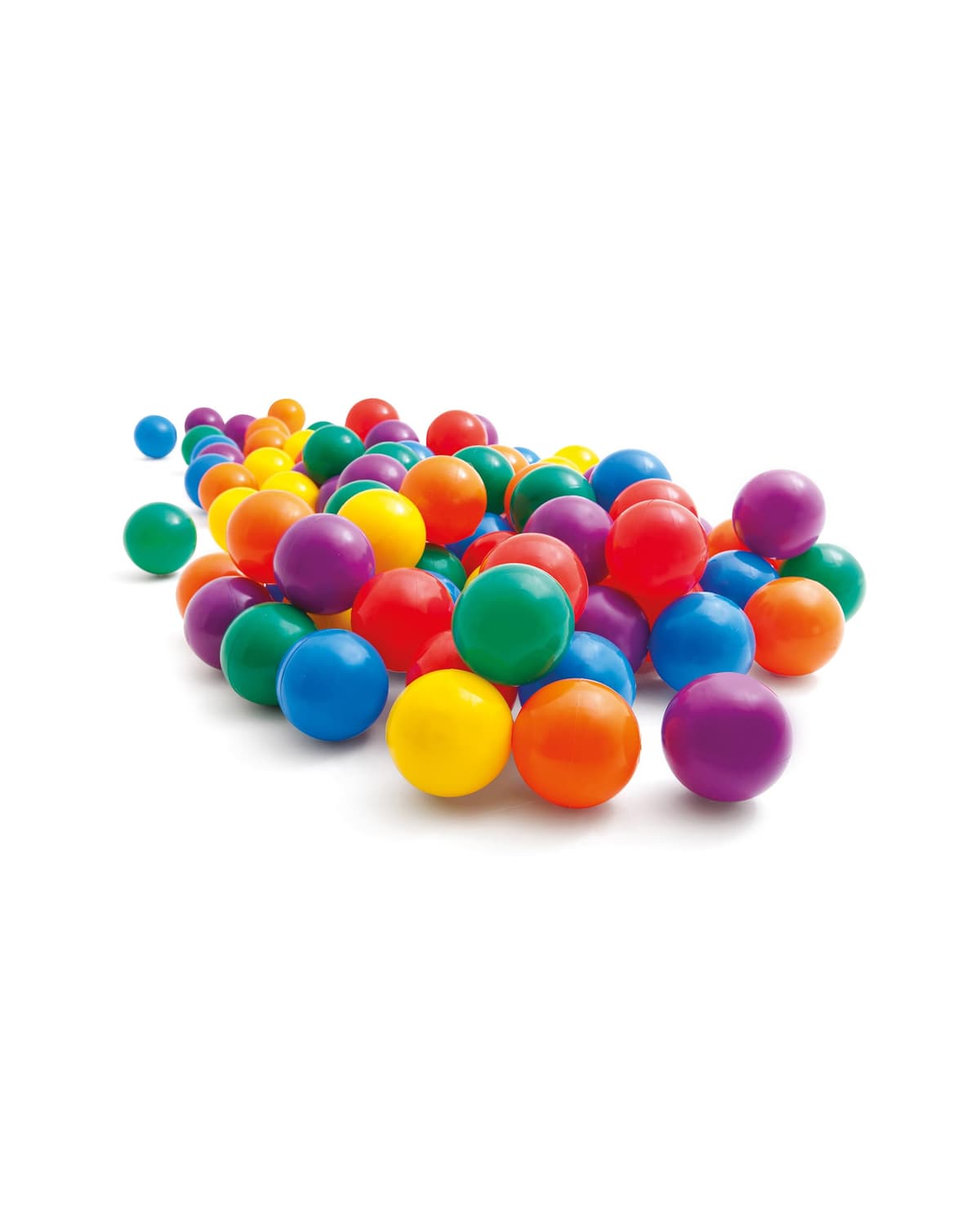 Intex Pack 100 Bolas Infantiles, Diámetro 6,5 cm, 6 Colores Surtidos, Plástico Resistente, Juego sensorial y motriz, Uso Interior y Exterior, Incluye Bolsa con asa, A Partir de 2 años (49602)