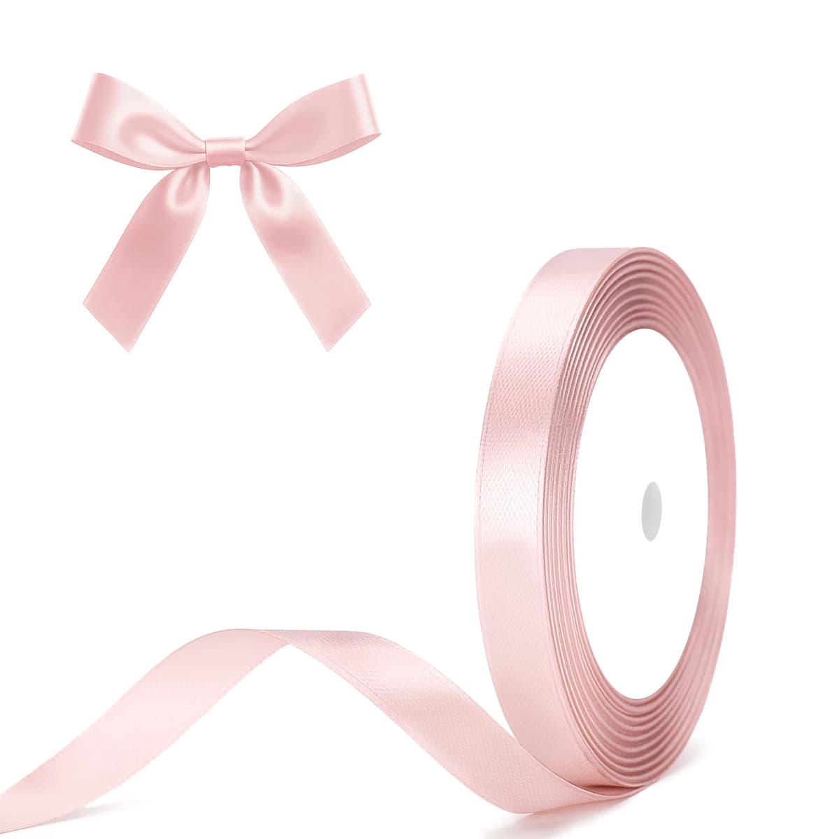 G2PLUS Baby Pink Satin Ribbons 10mm: Thick Fabric Gift Wrap Ribbons for Crafting, Party Decoration, 22m