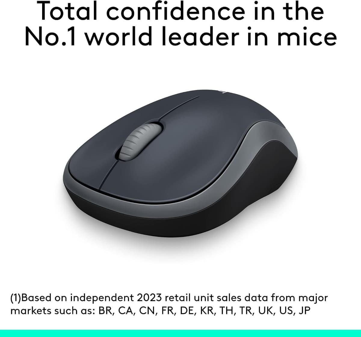 Logitech M185 Wireless Mouse, 2.4GHz with USB Mini Receiver, 12-Month Battery Life, 1000 DPI Optical Tracking, Ambidextrous, Compatible with PC, Mac, Laptop - Grey