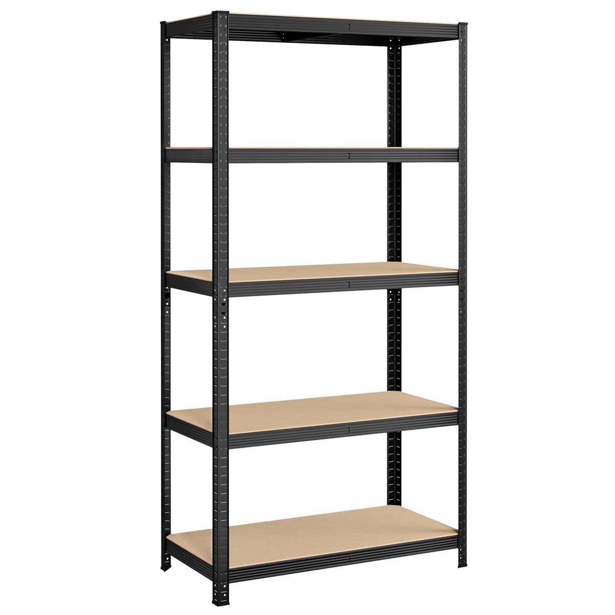 SONGMICS Estantería Pesada de 5 Niveles, Estantería de Acero, Montaje Rápido, Garaje, Almacén, Trastero, Carga de 600 kg, 50 x 100 x 200 cm, Negro GLR050B01