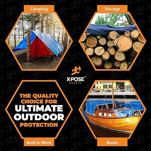 Better Blue Poly Tarp 6' x 8' (2-Pack) - Multipurpose Protective Cover - Lightweight, Durable, Waterproof, Weather Proof - 5 Mil Thick Polyethylene - by Xpose Safety