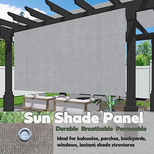 Alion Home Sun Shade Panel Privacy Screen with Grommets on 4 Sides for Outdoor, Patio, Awning, Window Cover, Pergola (10' x 10', Light Grey)
