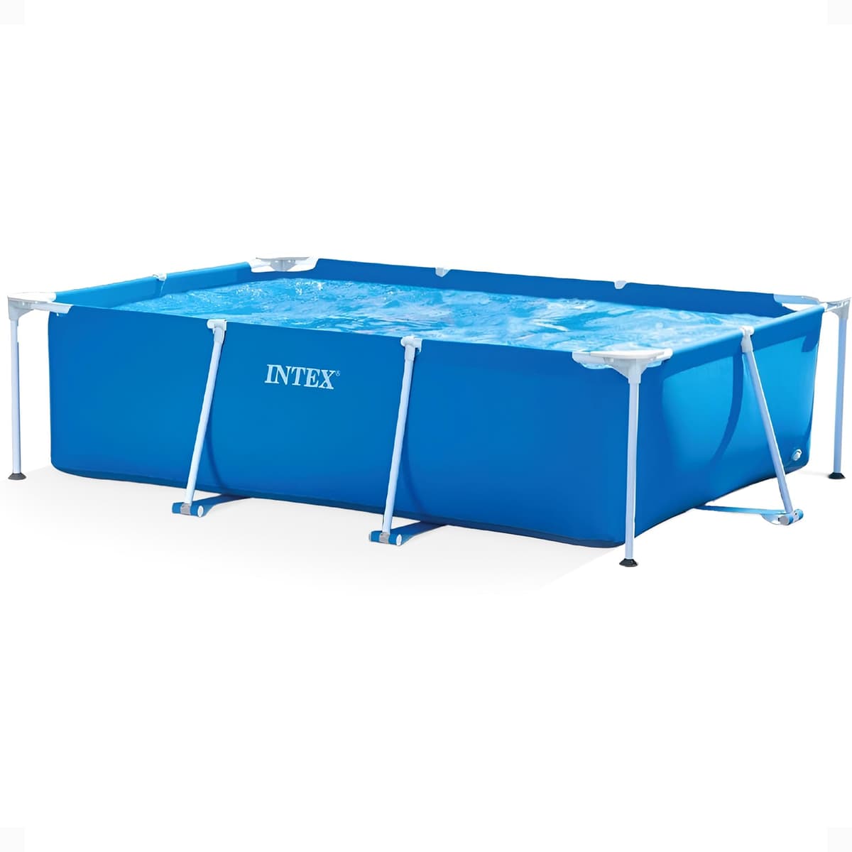 Intex Metal Frame Rectangular Swimming Pool 300 x 200 x 75cm, Blue Above Ground Garden Pool for Kids and Family, 3834L Water Capacity, Puncture-Resistant 3-Ply Material, Pump Not Included, 28272NP