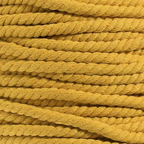 Super Soft 3 Strand Twisted Cotton Rope (Gold, 1/4 Inch x 10 Feet)