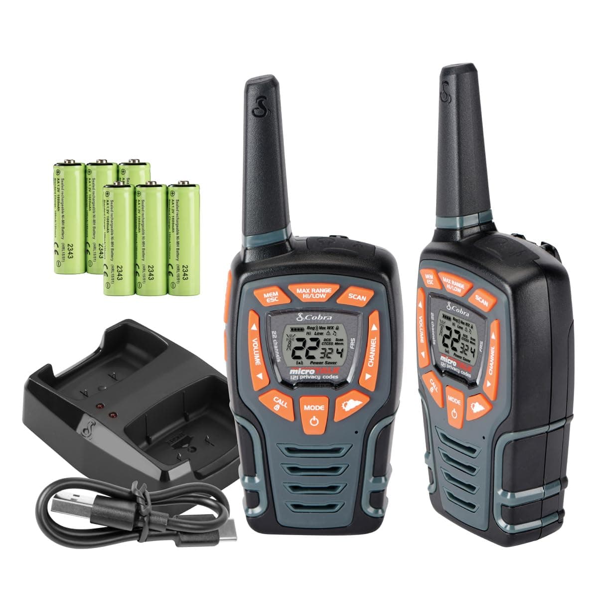 COBRA ACXT545 Walkie Talkie - 28 Mile Range, 22 Channels, Black - Outdoor Enthusiasts