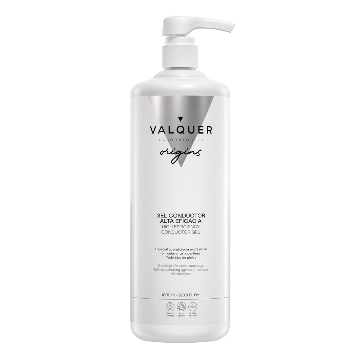 VALQUER Gel Conductor de Ultrasonidos Facial y Corporal | Uso Profesional en Radiofrecuencia, Depilación Láser, Microcorrientes, IPL y Cavitación | Base Agua, Incoloro e Inoloro | 1 L