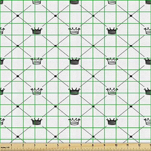 Ambesonne Abstract Fabric by The Yard, Kings Crown Classic Empire Royal on Contemporary Simplistic Display, Decorative Fabric for Upholstery and Home Accents, 1 Yard, Black
