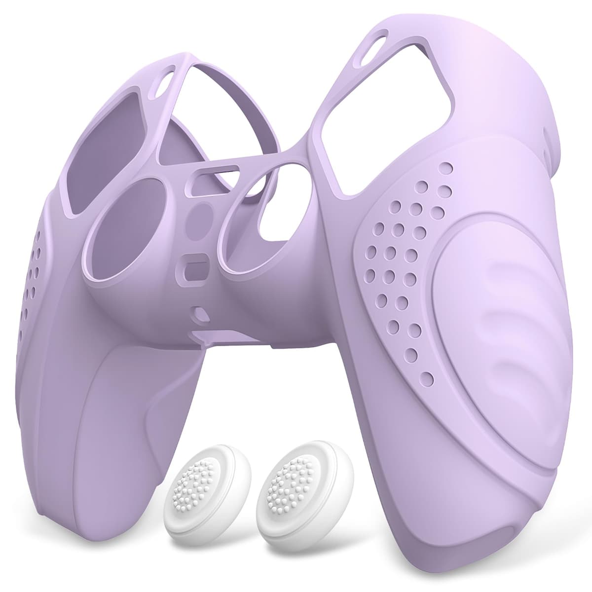 eXtremeRate PlayVital Funda de Silicona para ps5 - Carcasa Protectora Suave y Antideslizante con 2 Tapas de Joystick, Compatible con DualSense, Accesorio para ps5 (Edición Guardian-Malva Violeta)