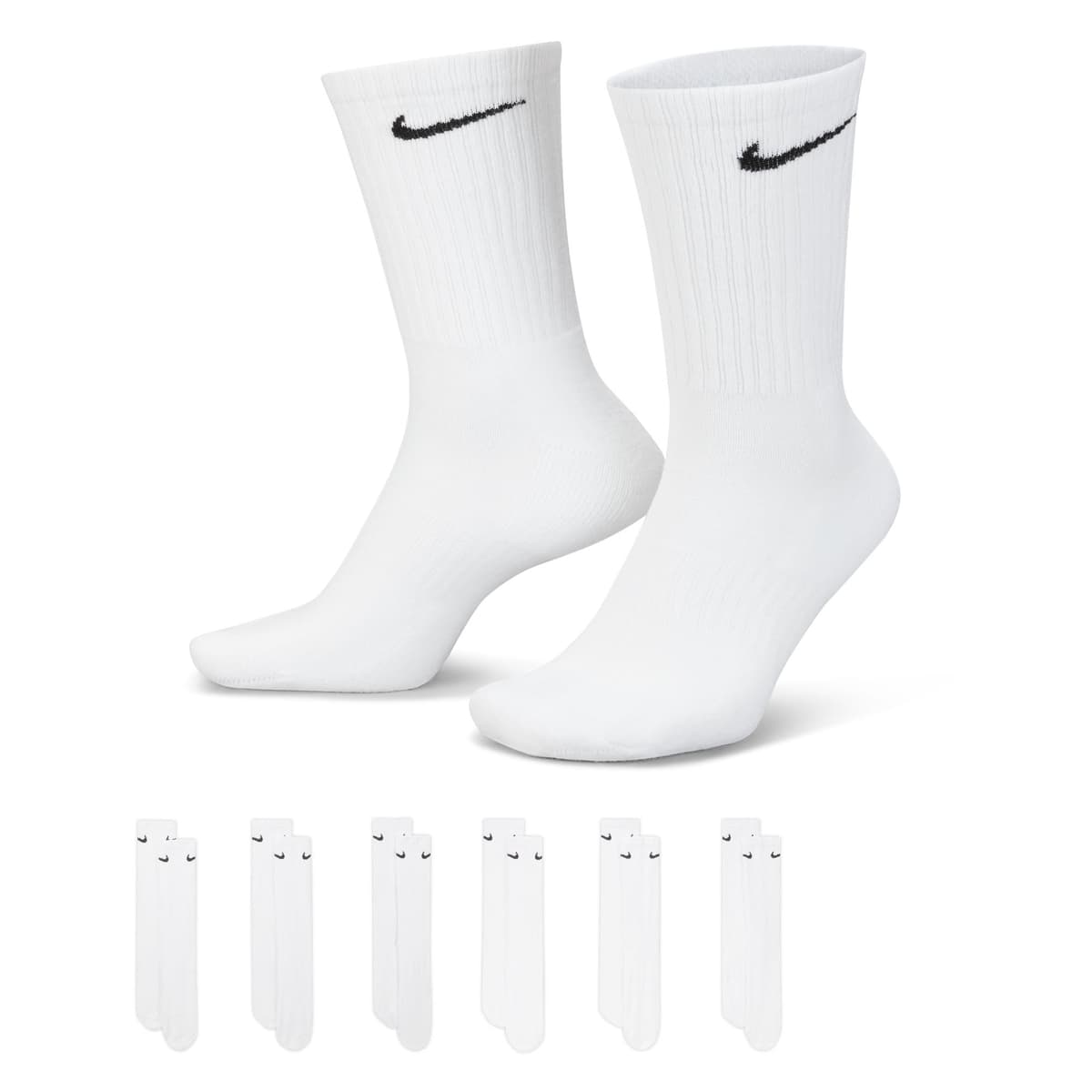 NIKE Men's U Nk Everyday Cush Crew 6pr-bd Socks