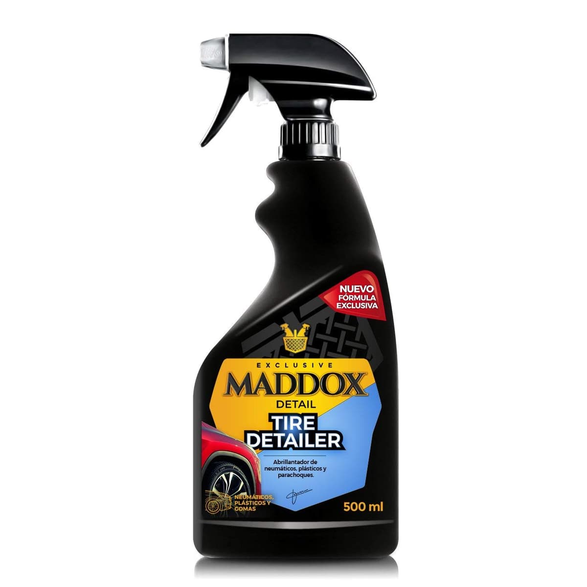 Maddox Detail | Abrillantador de Neumáticos y Plásticos | Restaurador de Gomas Coche | Hidratador de Gomas de Exterior | Protege y Brilla | Abrillantador Plasticos Coche | Tire Detailer 500 ml