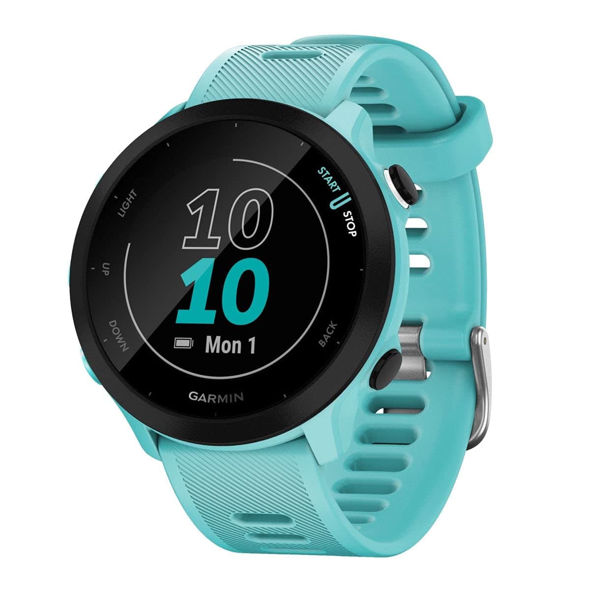 Garmin Forerunner 55, Reloj inteligente para running con GPS, Planes de entrenamiento, Notificaciones y seguimiento del bienestar, Color Turquesa