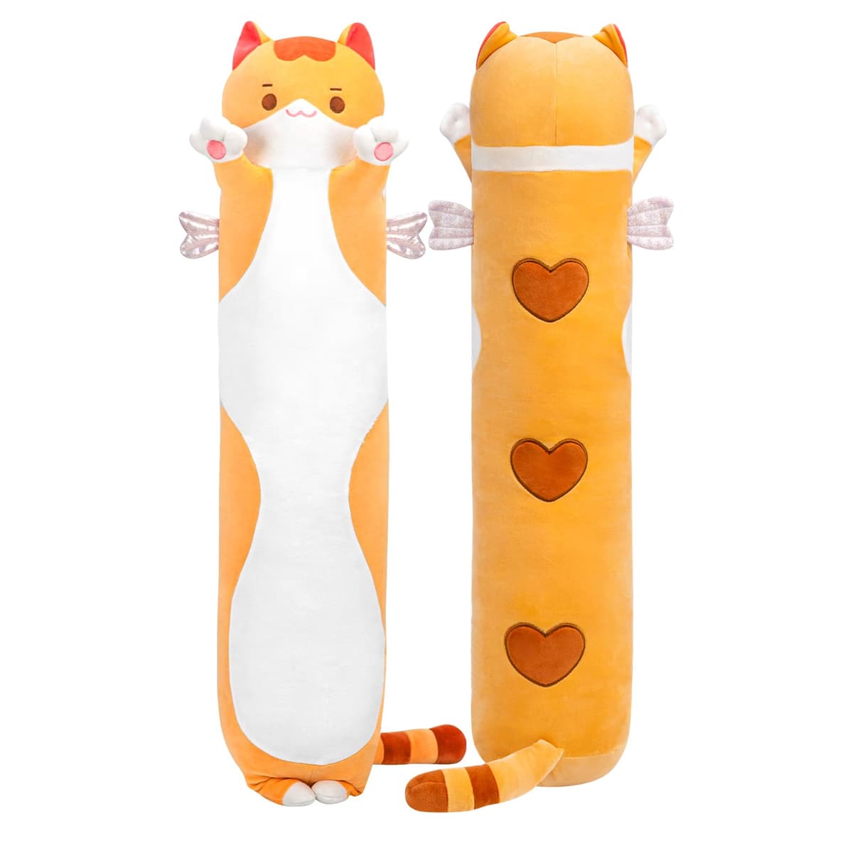 Mewaii Peluche Gato Naranja Largo Almohada Kawaii 110CM Suave de Gato de Animales Muñecas de Peluche Que Respira Juguetes Navidad Regalo para Niños