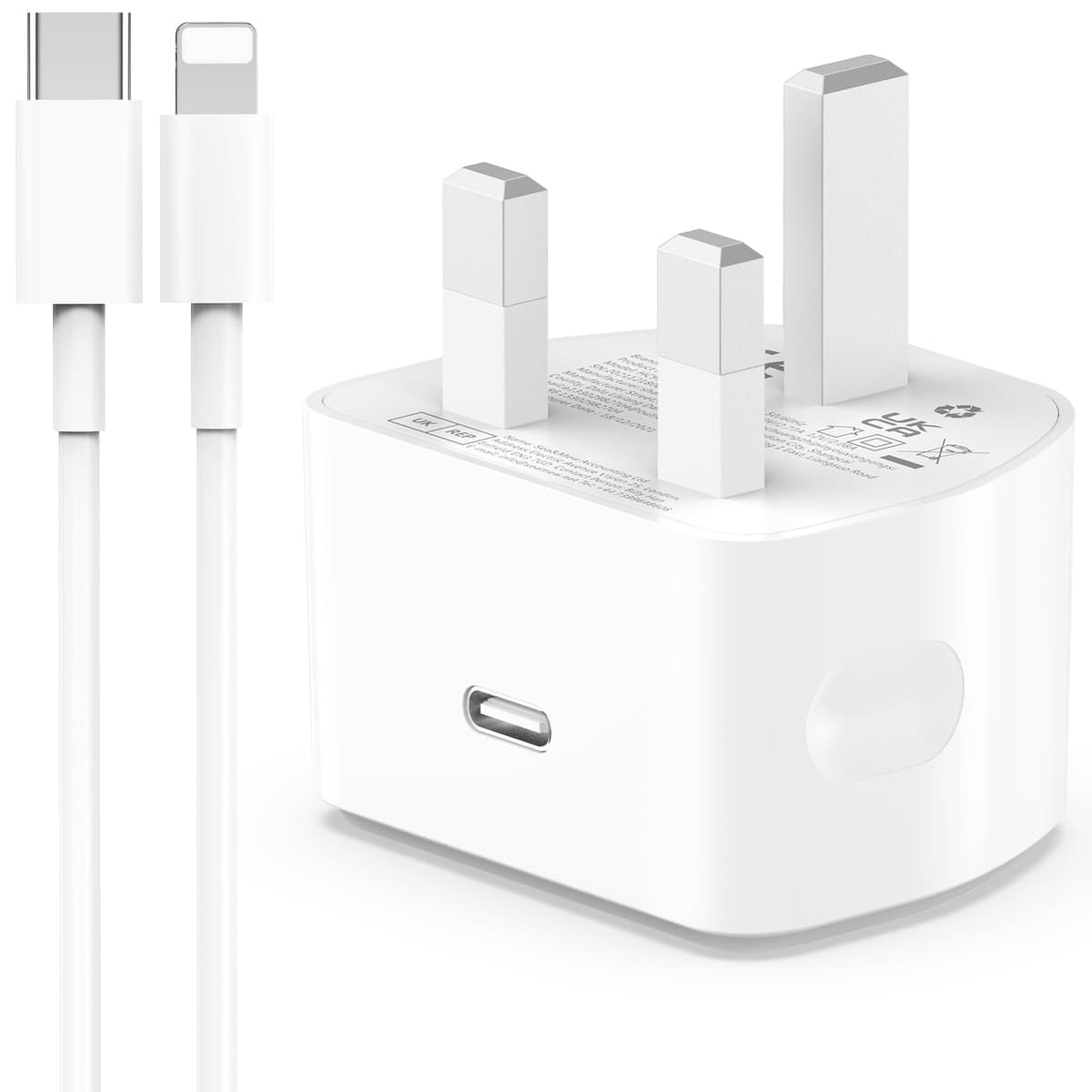 20W USB C Fast Charger With 2M Cable for iPhone 14/14 Plus/14 Pro/14 Pro Max/13 12 11 X XR XS SE 2020 8 7 6 6S Mini, Pad Pro, USBC PD Wall Charging Plug UK Type C Power Adapter and 6FT Cord