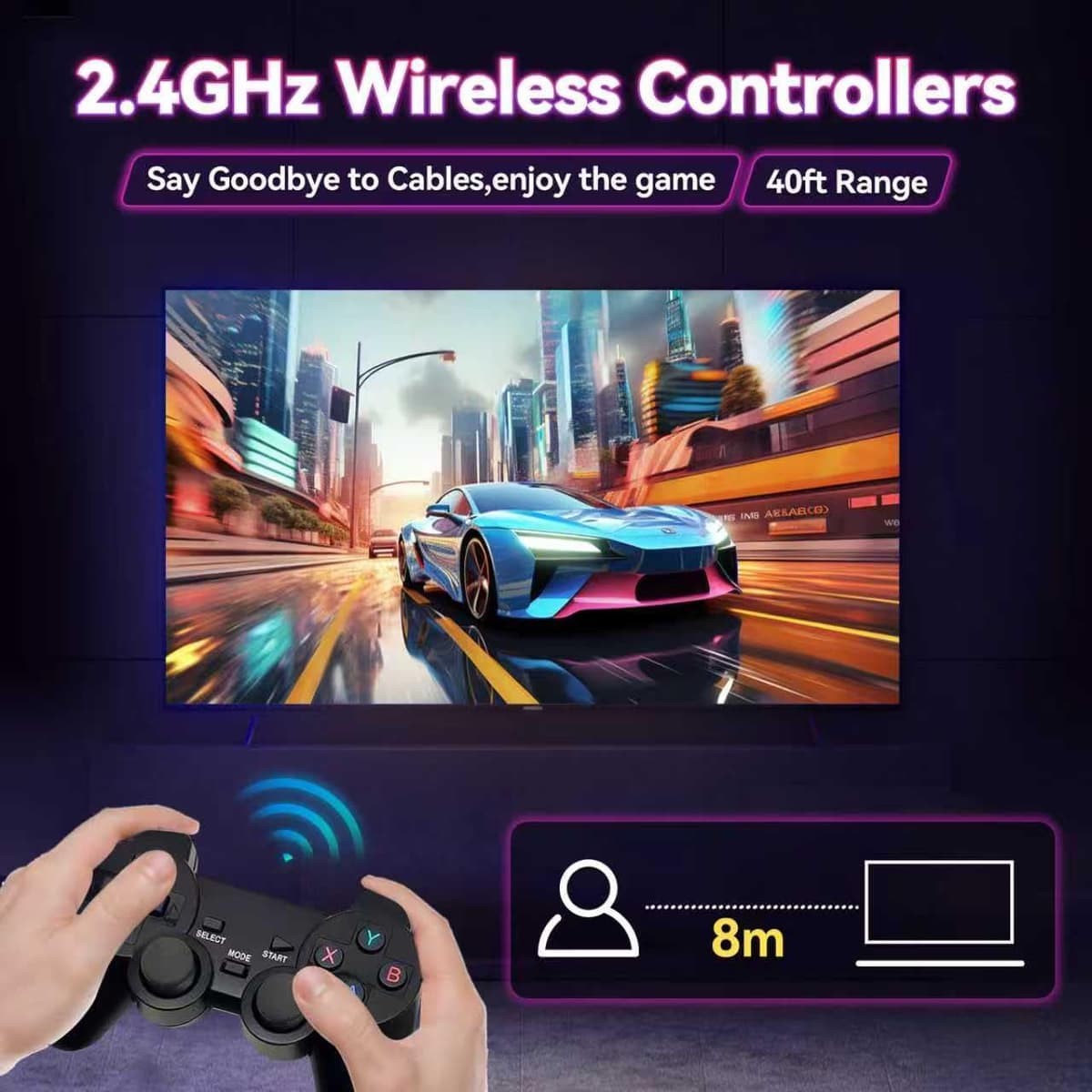 2026 Retro Game Console, 4K HDMI with 40,000+ Games, 23 Emulators, Plug-and-Play, Two 2.4GHz Wireless Controllers