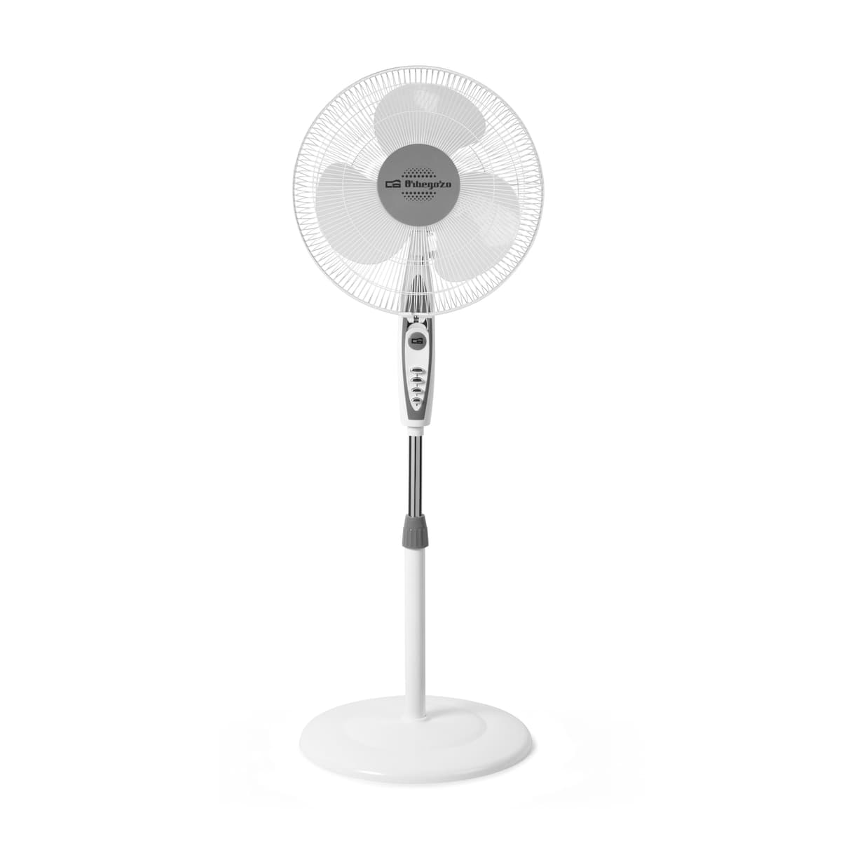 Orbegozo SF 0147, Ventilador de pie, 50 W, 3 velocidades de ventilación, oscilante, altura regulable, silencioso, rejilla de seguridad, tamaño de aspas 40 cm, color blanco