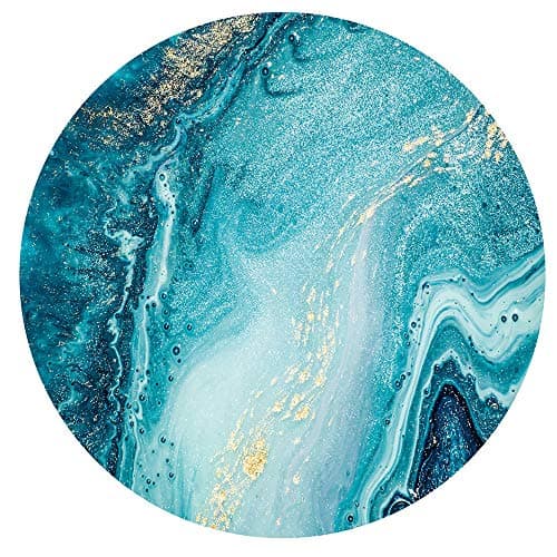 ITNRSIIET Round Mouse Pad with Stitched Edge Premium-Textured Waterproof Non-Slip Rubber Base Desktop Protection Mat Diameter 8.7 inches, Blue Marble Gold