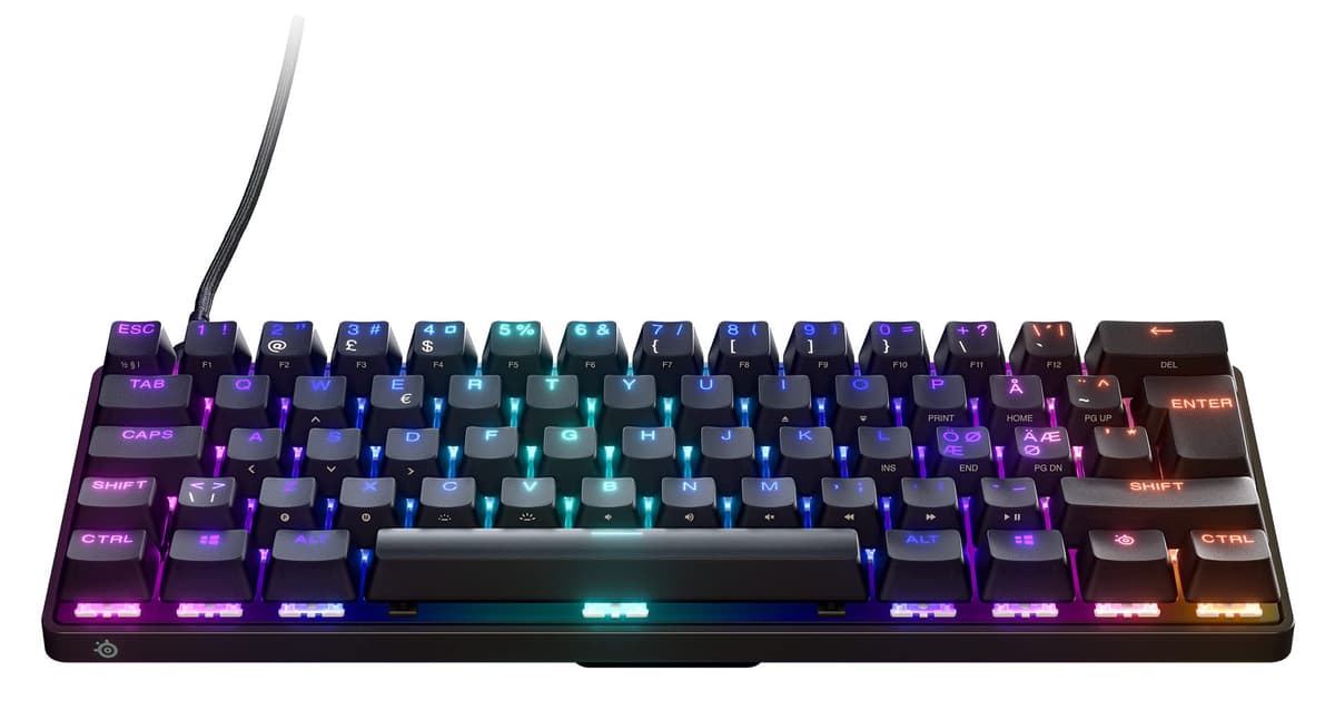 SteelSeries Apex 9 Mini - Mechanical Gaming Keyboard – Optical Switches – 2-Point Actuation – Compact Esports Mini 60% Form Factor – Hotswappable Switches - Nordic QWERTY Layout