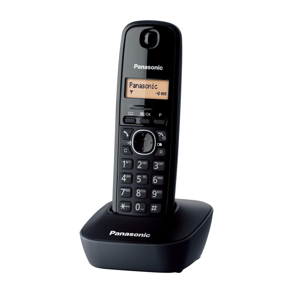 Panasonic KX-TG1611SPH - Teléfono Fijo Inalámbrico DECT, LCD, Identificador de Llamadas, Agenda de 50 Números, Tecla de Navegación, Alarma, Reloj, color Negro