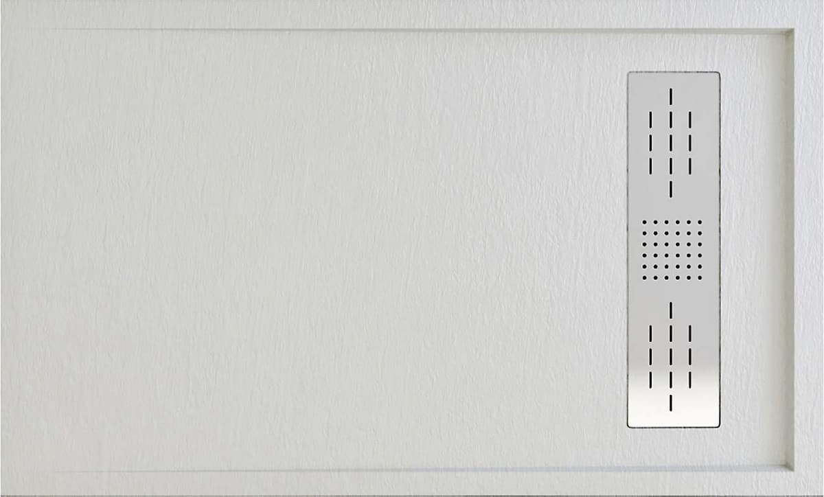 Shower Tray Resin Texture Slate Framed Mineral Load and Gel Coats (White, 110 x 80)