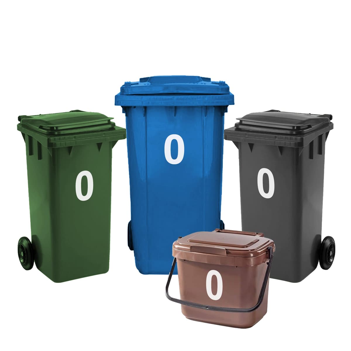 4 x Bin Numbers for Wheelie Bins, 0-99, Letters A-D, 17.5cm Dustbin Stickers, Easy Application Stick On Number Stickers - Weatherproof Self Adhesive Vinyl (0)