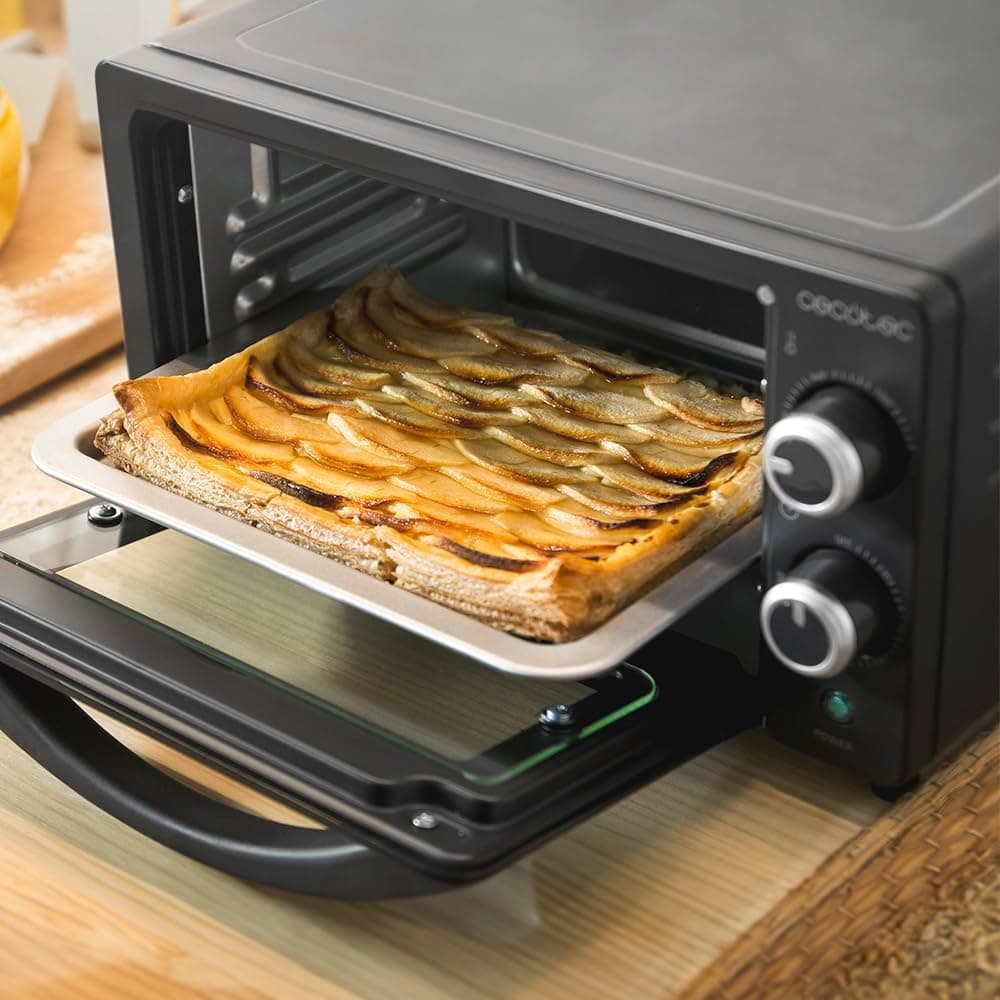 Cecotec Horno de sobremesa Bake&Toast 1090 Black, 10 L, 1000 W, Temporizador 60min, Temperatura regulable hasta 230ºC, bandeja para hornear, parrilla y una asa con pinzas