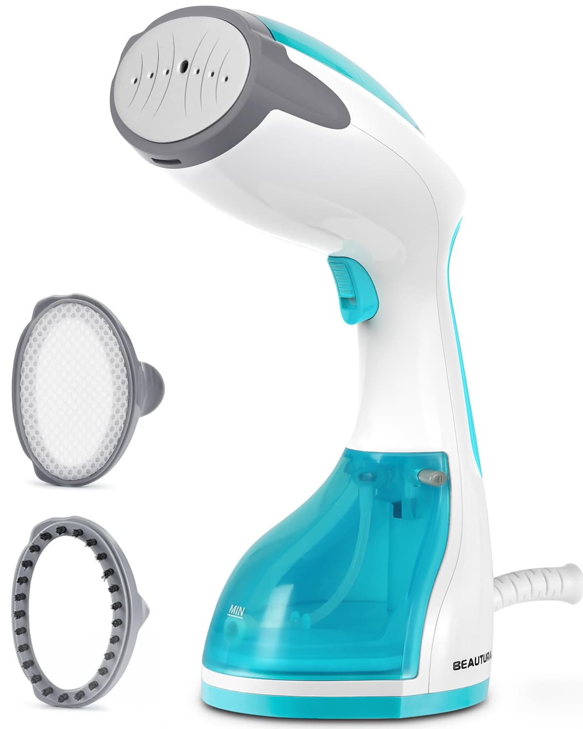 BEAUTURAL Clothes Steamer, Portable Handheld Steamer, Garment Fabric Wrinkles Remover, 30-Second Fast Heat-up, Auto-Off, Large Detachable Water Tank, Azul