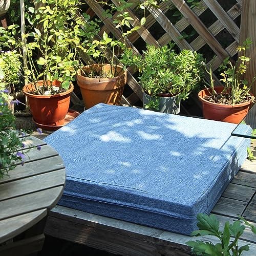 youngseahome Patio Seat Cushion Covers,Washable Slip Covers Replacement,Waterproof Outdoor Furniture Chair Cushion Pillow Seat Cover for Couch,Garden,Sofa,Denim Blue,22"×22"×4"(4 Covers Only)