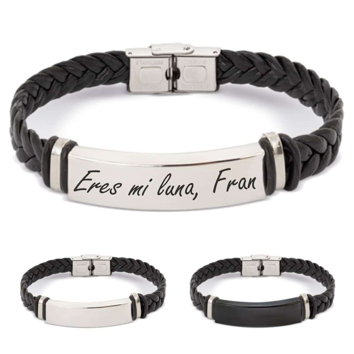 ibera gifts - Pulsera personalizada de acero inoxidable - Regalo Grabado para Hombre Mujer Parejas Amigos - Acabado profesional